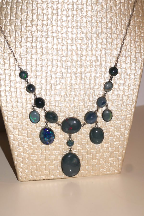 Silver and Dark Opal Antique necklace - Image 2