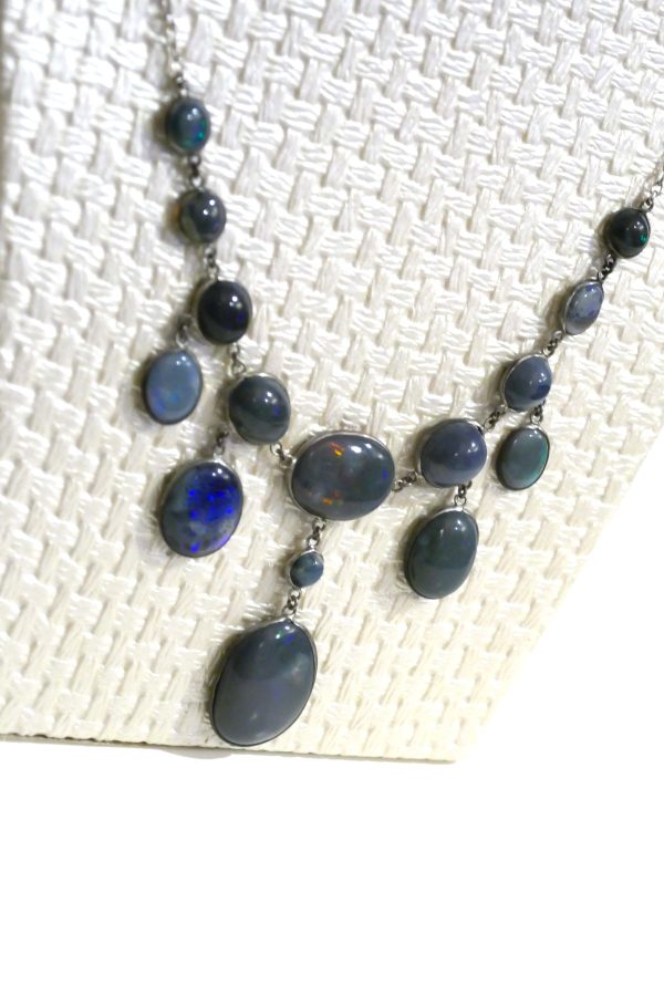 Silver and Dark Opal Antique necklace - Image 3