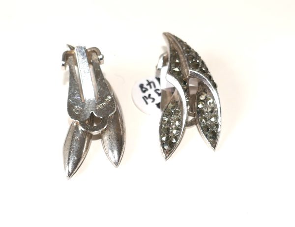 Sterling Silver Marcasite Clip Earrings - Image 3
