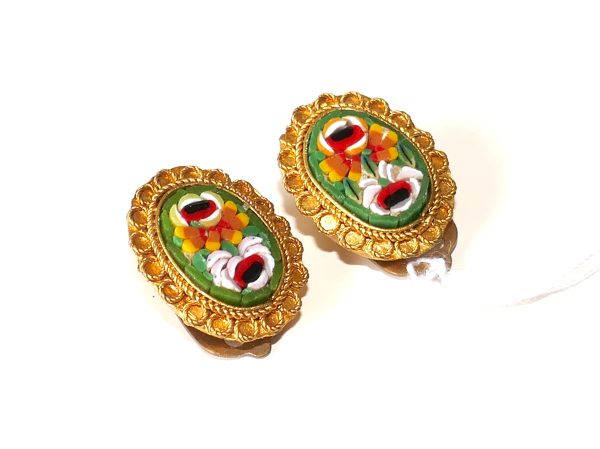 Little pair of Italian Mosaic clip on earrings