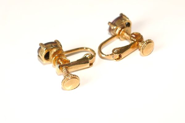 Silver Gold Plated Doublet Opal clip screw on earrings - Image 2