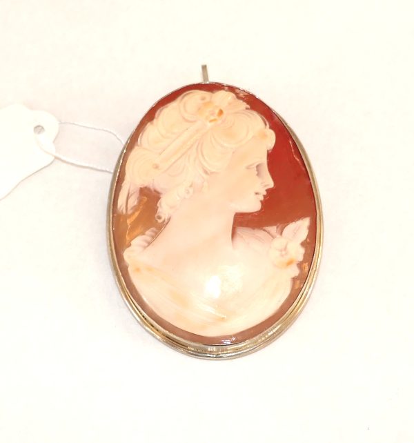 Large .80 Silver and Cameo Pendant / Brooch