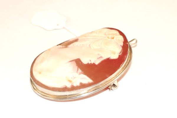 Large .80 Silver and Cameo Pendant / Brooch - Image 2