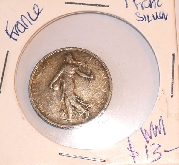 French 1916 1 Franc Silver coin.