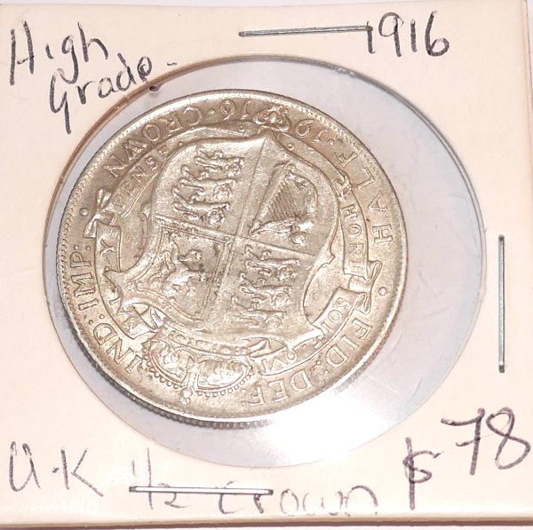 1916 British, Half Crown Coin