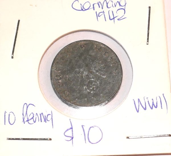 German 1942, WW2 10 Pfening coin - Image 2