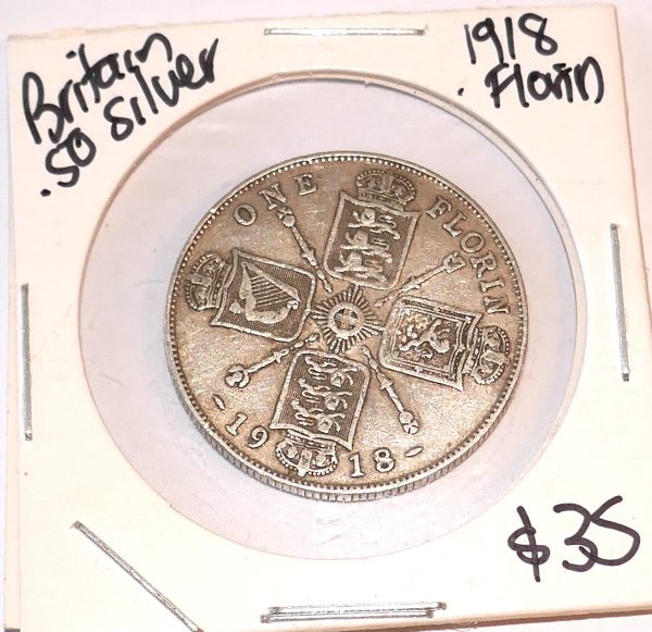 British 1918 Silver Florin