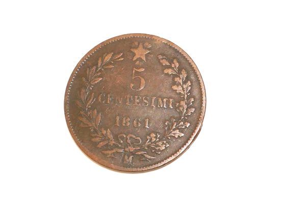 1861 Italy 5 Cent coin