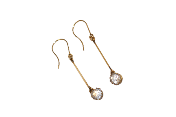 Antique pair of Gold and Light Topaz drop earrings
