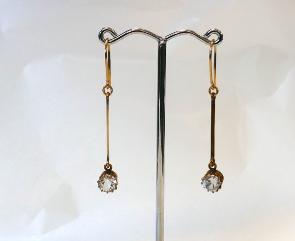 Antique pair of Gold and Light Topaz drop earrings - Image 4