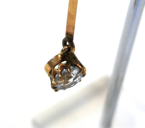Antique pair of Gold and Light Topaz drop earrings - Image 3