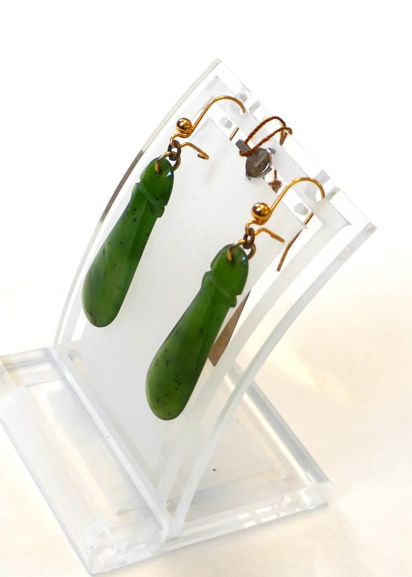 Pair of Vintage NZ Pounamu / Greenstone earrings - Image 2