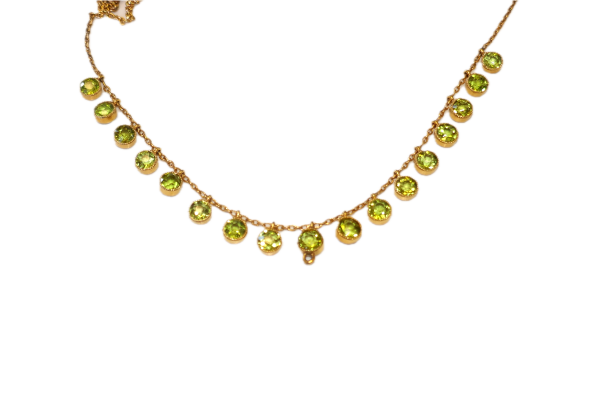 WOW Antique 15ct Gold Peridot and Seedpearl Necklace - Image 5