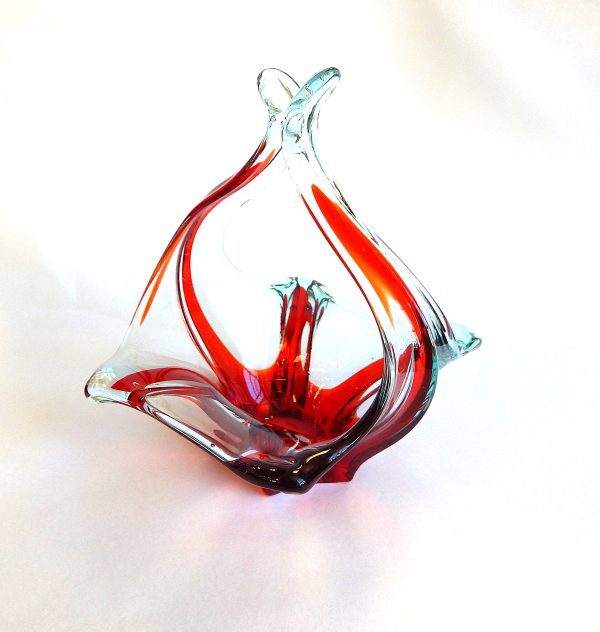 Vintage Hand Blown Art Glass Basket/Bowl - Image 2