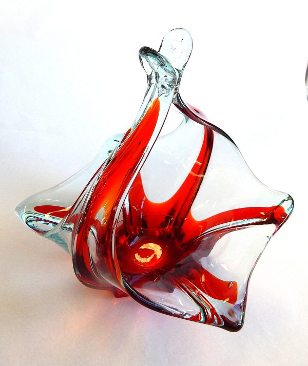 Vintage Hand Blown Art Glass Basket/Bowl