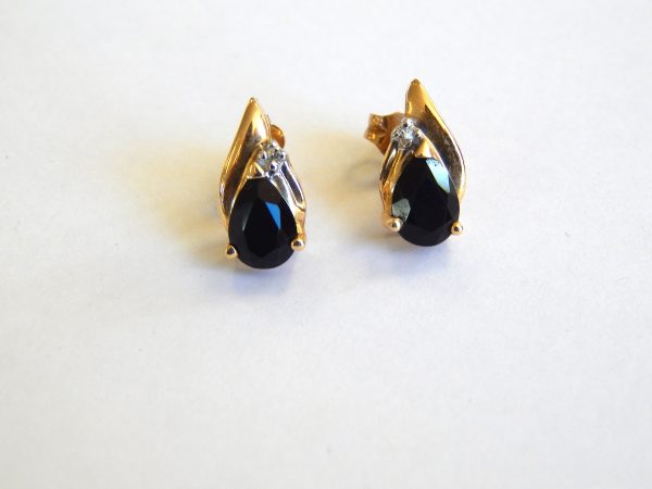 14ct Gold Sapphire & Diamond Stud Earrings