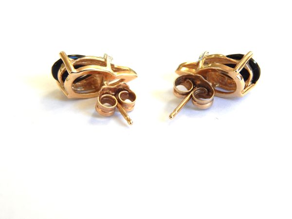 14ct Gold Sapphire & Diamond Stud Earrings - Image 3