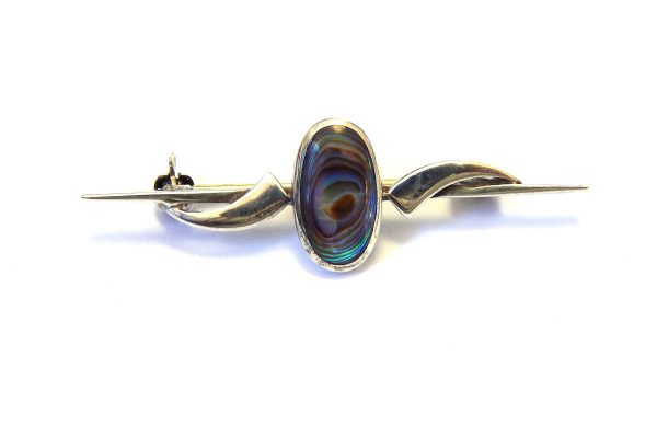 Sterling Silver & NZ Paua Shell Bar Brooch