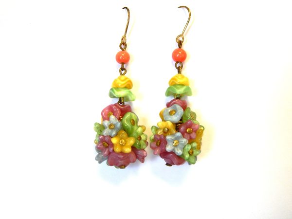 Vintage Glass Flower Drop Earrings