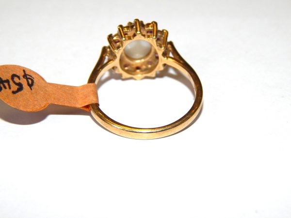 9ct Yellow Gold Opal and Ruby Cluster Ring - Image 3