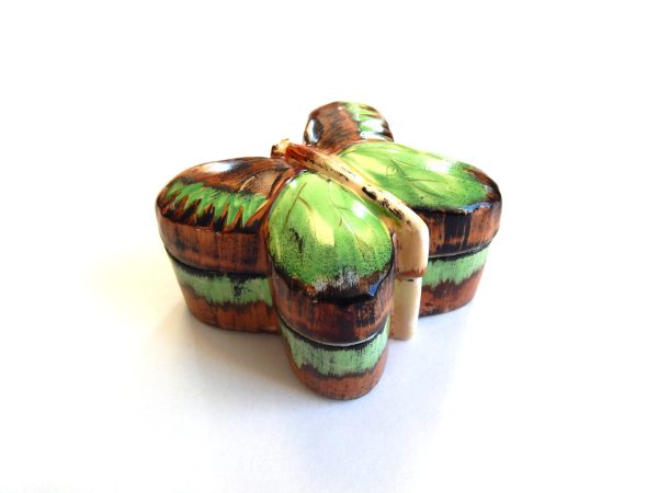 Hand Painted Butterfly Trinket Box - Ivory Ware Hancocks England - Image 2