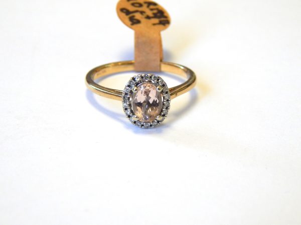 10ct Yellow Gold Morganite and Diamond Ring