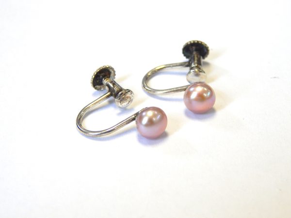 Sterling Silver & Cultured Pearl Screw on Earrings