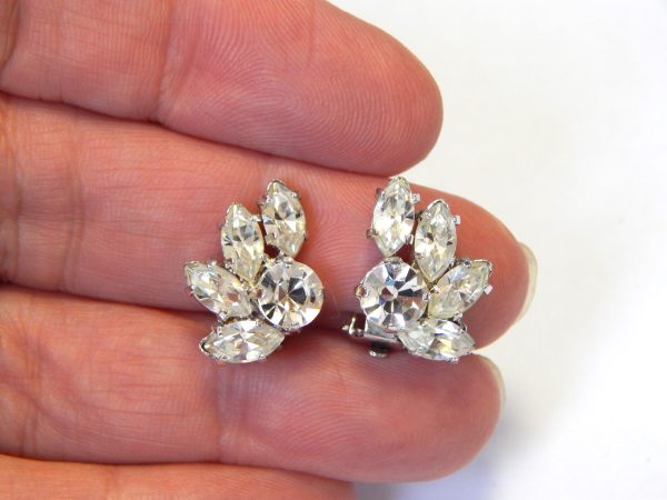 Vintage Diamante Clip On Earrings - Image 3
