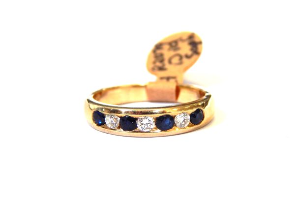 9ct Gold Sapphire & Diamond Channel Set Ring