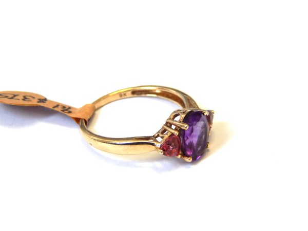 9ct Gold Amethyst and Pink Tourmaline Dress Ring - Image 2
