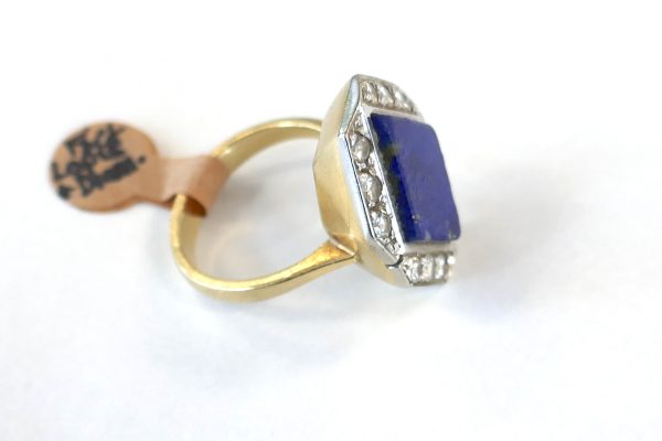 18ct Gold, Diamond and Lapis Lazuli Art Deco RING - Image 4