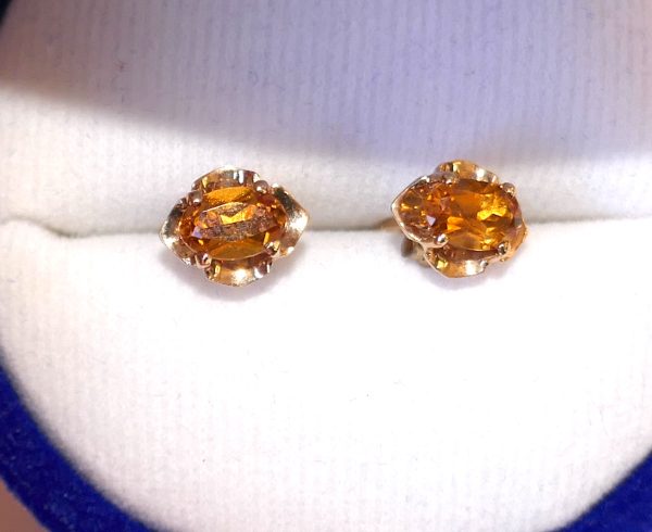 Pair of 9ct Gold and Citrine Stud Earrings