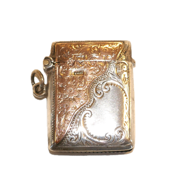 Antique 9ct gold & Silver Vesta Box 1903