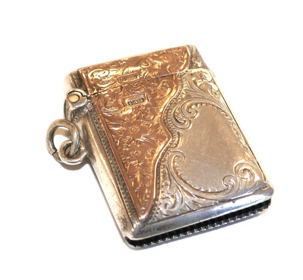 Antique 9ct gold & Silver Vesta Box 1903 - Image 5