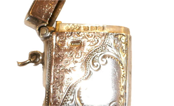 Antique 9ct gold & Silver Vesta Box 1903 - Image 2