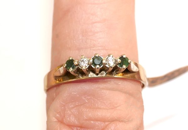 5 stone Emerald and Diamond ring