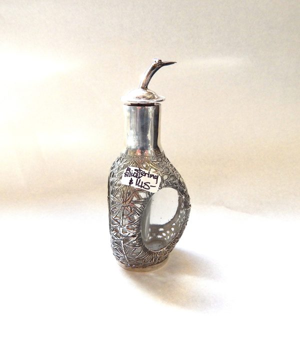 Vintage Silver Encased Bottle with Dispenser Spout