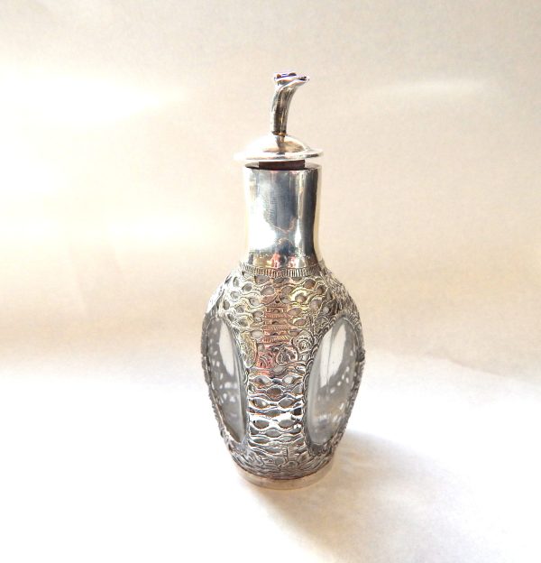Vintage Silver Encased Bottle with Dispenser Spout - Image 6