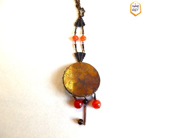 Vintage Brass & Glass Boho Necklace - Image 2