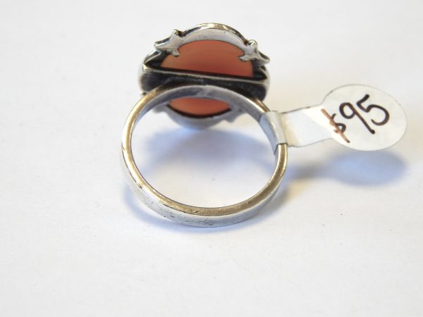 Sterling Silver Marcasite Cameo Ring - Image 3