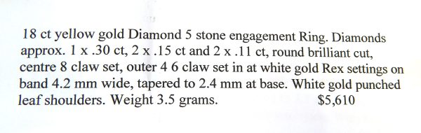 18ct Yellow Gold 5 Stone Diamond Ring - Image 5