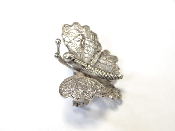 Sterling Silver Filigree Butterly Brooch - Image 2