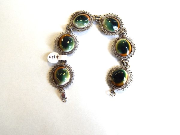 "Cats' Eye" Shell & Silver Bracelet