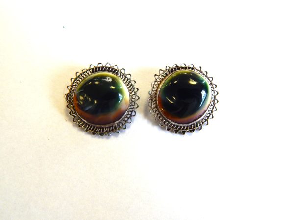 "Cats' Eye" Shell Clip on Vintage Earrings