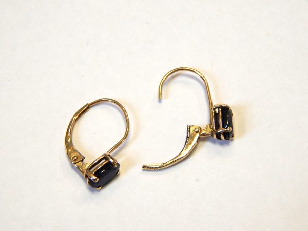 14 carat gold Sapphire Gemstone Drop Earrings - Image 3
