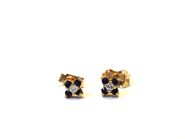 Sapphire & Diamond 9 carat Gold Earrings