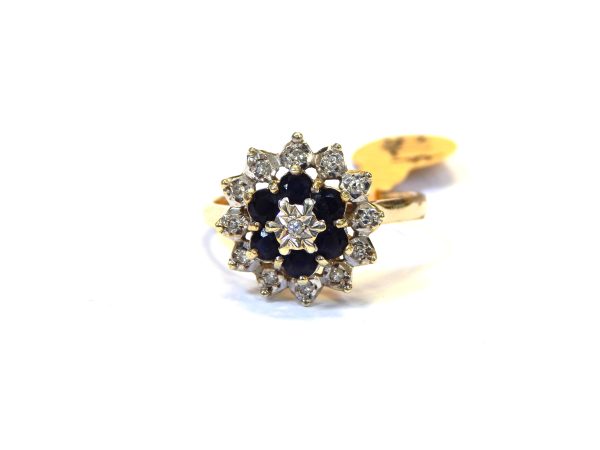 9ct Gold Sapphire & Diamond Cluster Ring