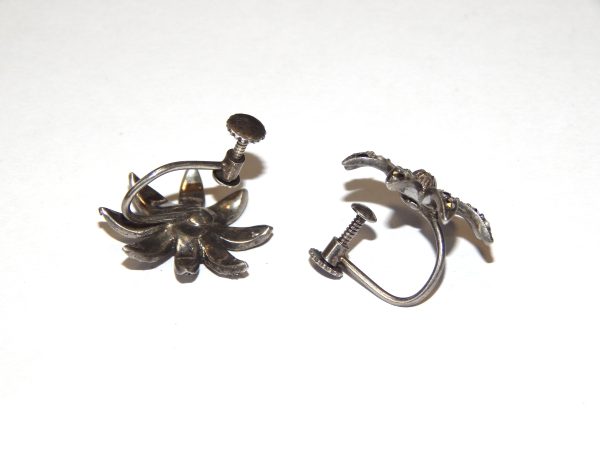 Sterling Silver  Marcasite Screw-On Earrings - Image 2