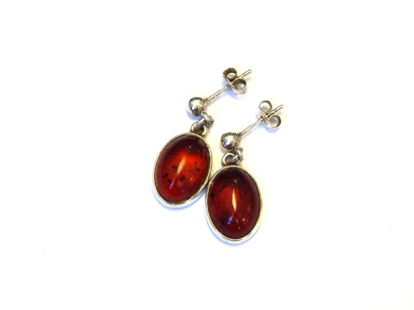 Lovely Warm Amber Sterling Silver Drop Earrings