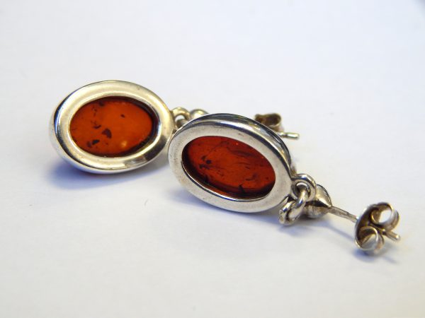 Lovely Warm Amber Sterling Silver Drop Earrings - Image 2